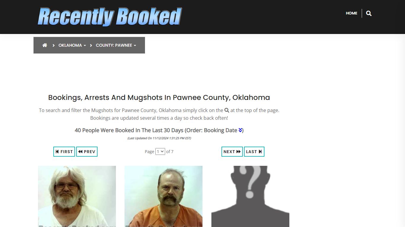 Bookings, Arrests and Mugshots in Pawnee County, Oklahoma - Recently Booked